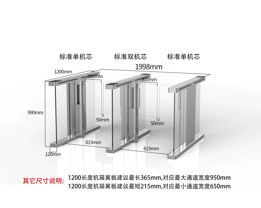 Bi-Directional People Counter Barrier Turnstile Speed Automatic Entry Gate