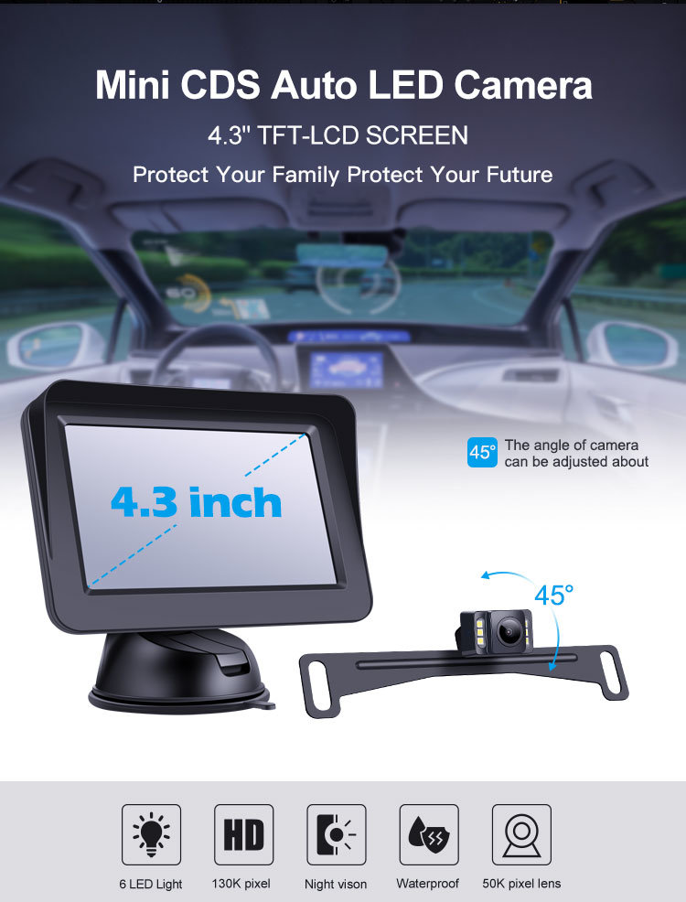 4.3 Inch Monitor with Night Vision Color Image Vehicle Camera