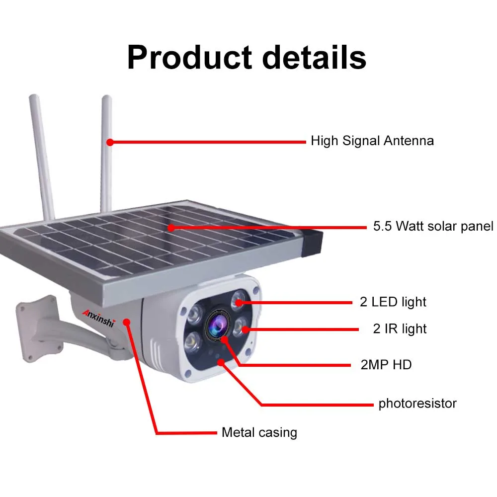1080P 4G LTE Solar CCTV Camera Outdoor Wireless CCTV with Solar Energy for Outdoor Camera