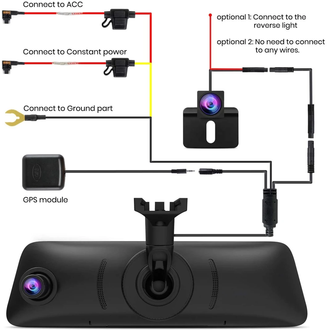 4G WiFi Android Adas Car DVR Dash Cam 10 Inch Full HD 1080P 4 Lens 2GB+32GB Video Recorder with GPS Navigation Vehicle Camera