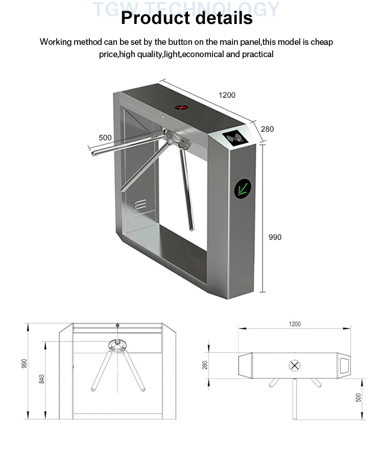 Bridge Type People Counter Tripod Turnstile for Stadiums