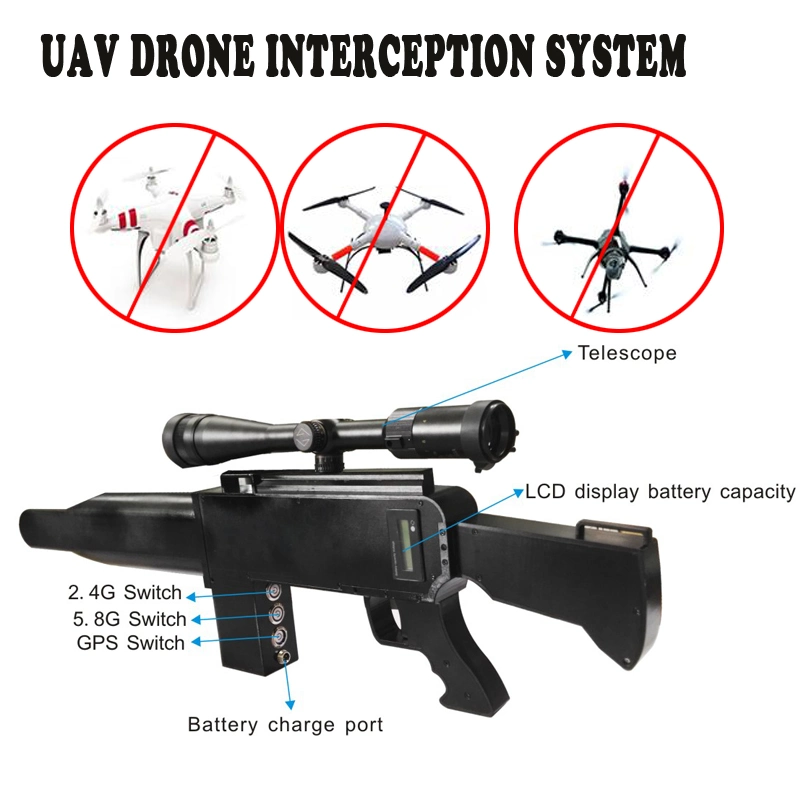 Gun Type Laser Telescop Anti Uav Drone Wireless Interceptor Jammer Counter Measure Drone System