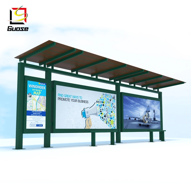 Advertising Screen Bus Shelter Platform Passenger Waiting Solar Power for Bus Stand