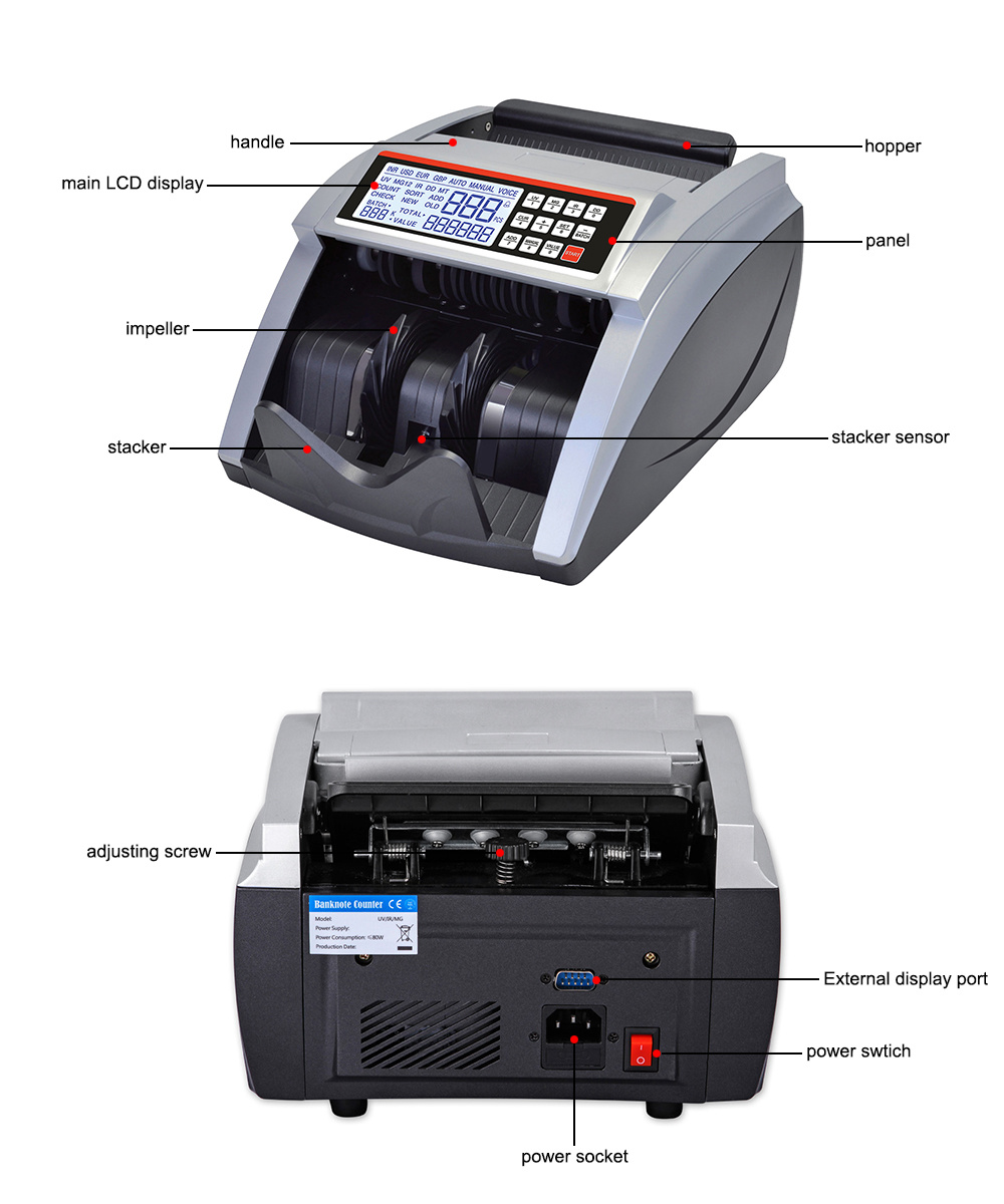 Al-5100 Retail Cash Ticket Counter Machine UV Lamp Money Detector