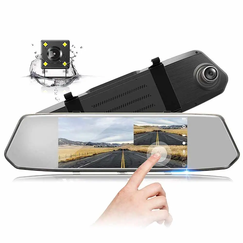 7 Inch Touch Screen FHD Dual Lens Parking Camera Mirror Camera