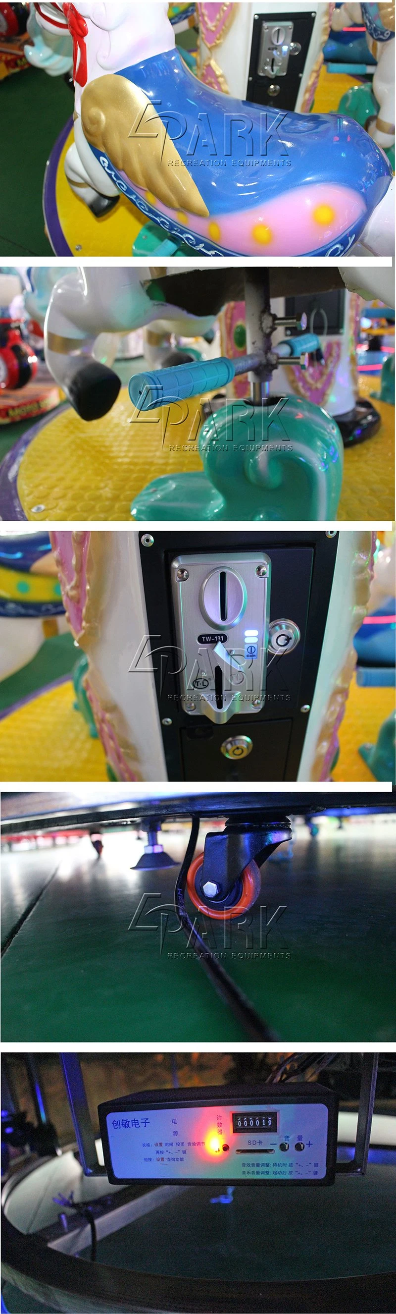 Amusement Kids Rides Indoor Outdoor Playground Merry-Go-Round 3 People Small Carousel