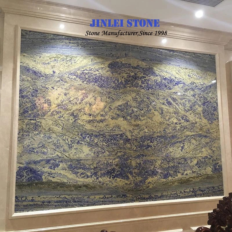 Luxury Blue Onyx Marble for TV Set Background/Slab/Countertops/Flooring Tiles