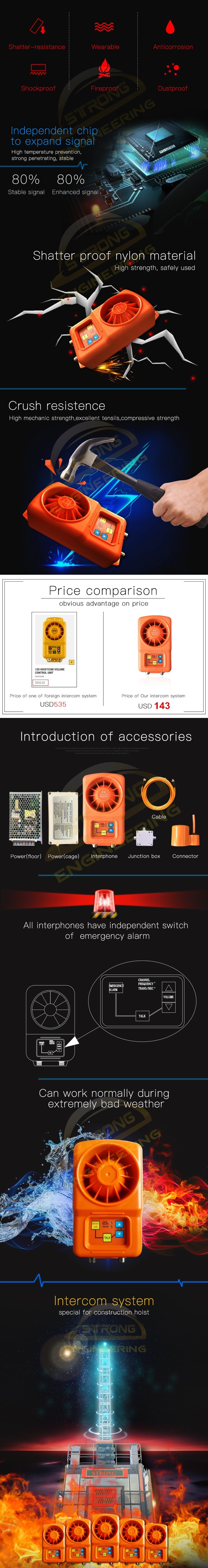 Passenger Hoist Intercom Emergency Calling System for Passenger Electric Elevator Lift