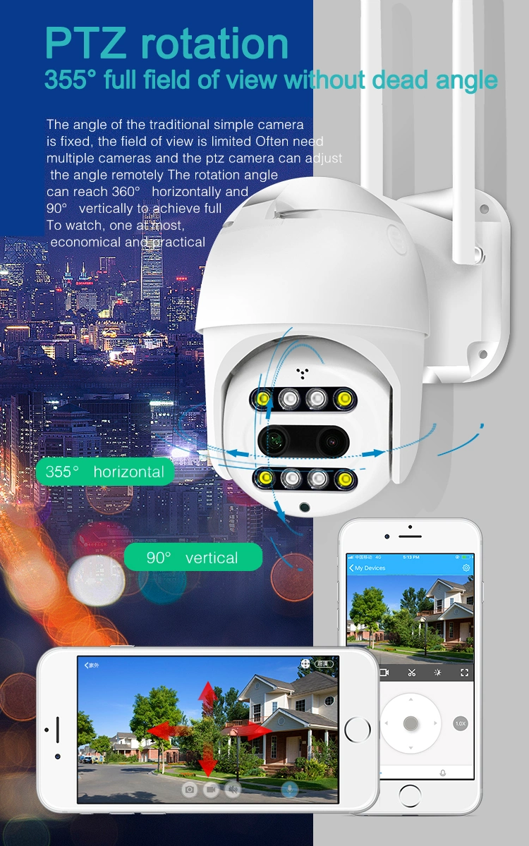 CCTV Camera with Voice Alarm Call Face Recognition Humanoid Tracking Full Color Night Vision Dual Lens