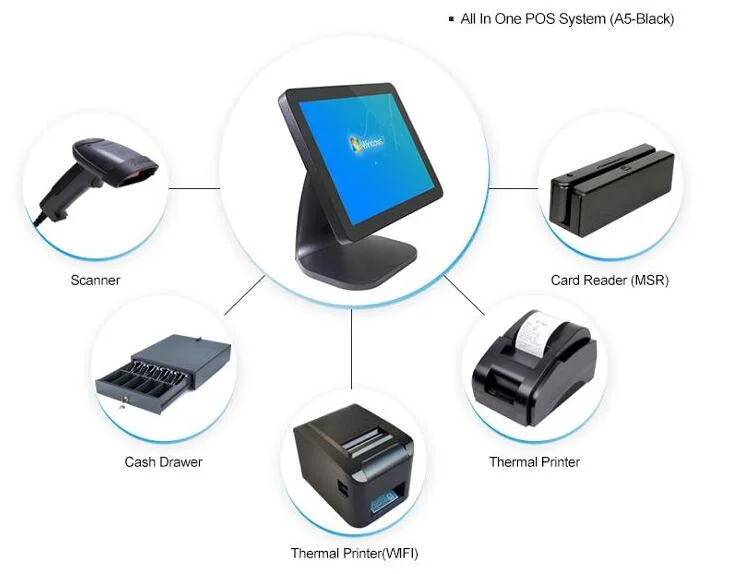 15 Inch All in One POS System with VFD Customer Display Restaurant Ordering System