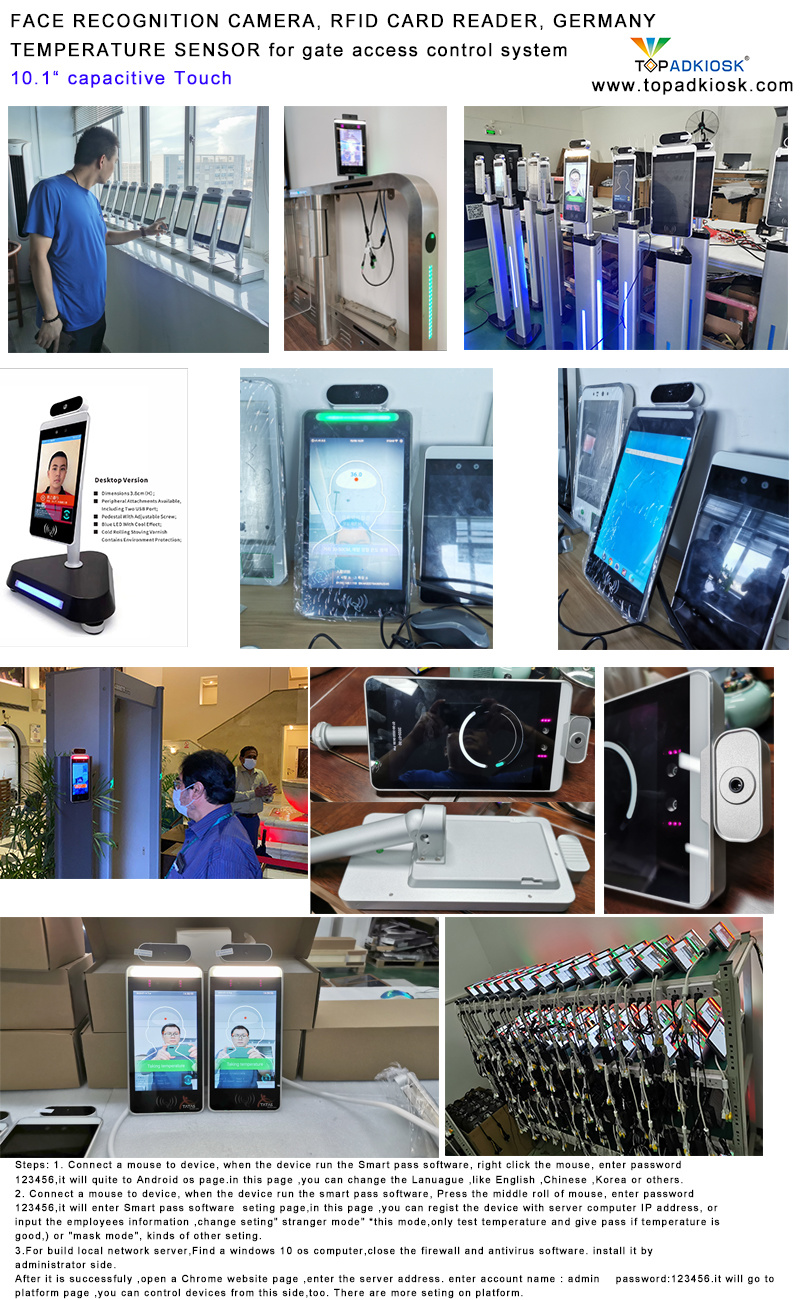8 Inch Display Facial Recognition System Temperature System for Access Control System