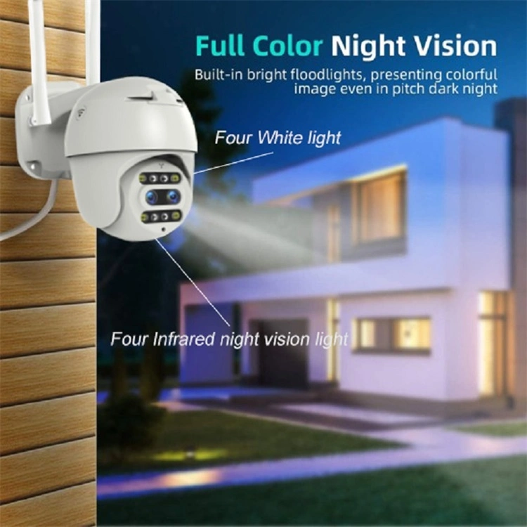 Face Recognition Humanoid Tracking Full Color Night Vision Dual Lens CCTV Camera with Voice Alarm Call