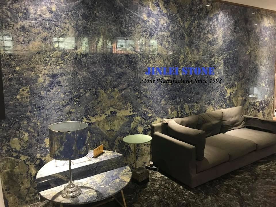 Luxury Blue Onyx Marble for TV Set Background/Slab/Countertops/Flooring Tiles
