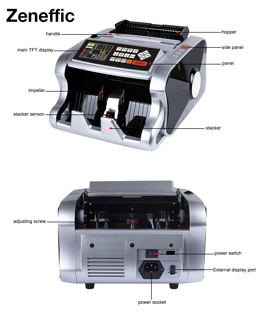 Vacuum Mixed Intelligent Best Bill Counter Money Counting Machine Cash Value Multi Currency Counterfeit Bill Counter
