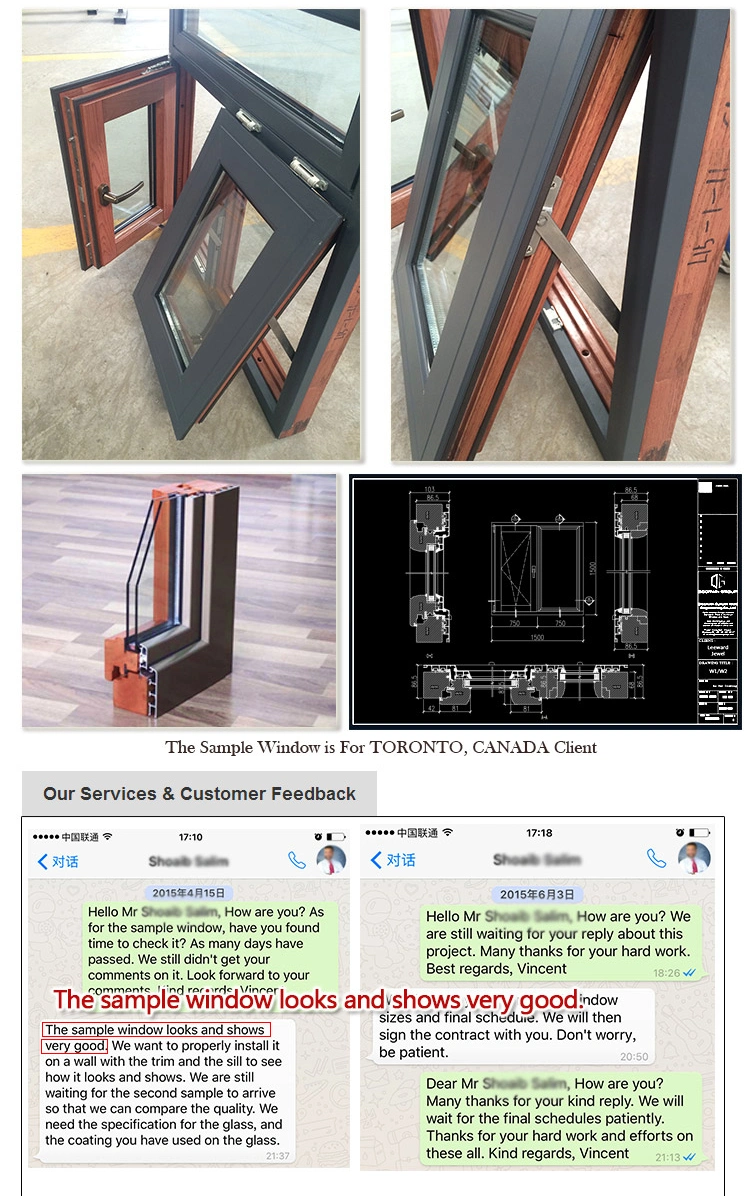 Customer Made Wood Aluminium Casement Windows for Caribbean Customer