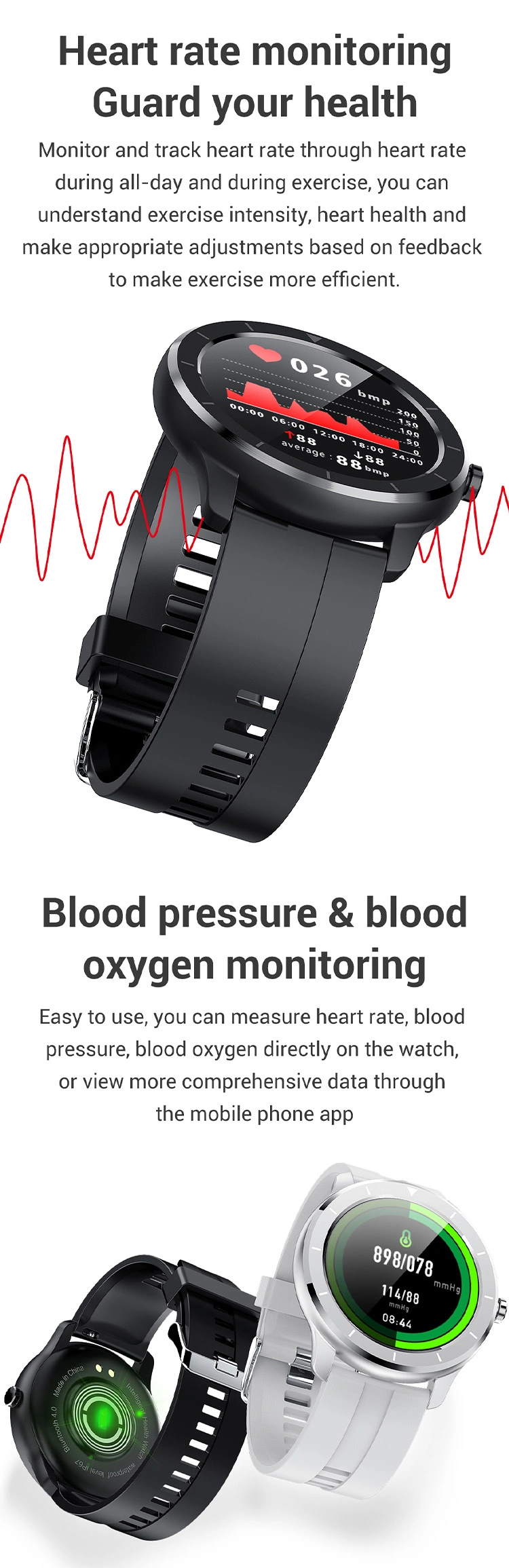 Full Colorful Screen Ai Monitoring Smart Bracelet Oxygen Monitoring Smartwatch