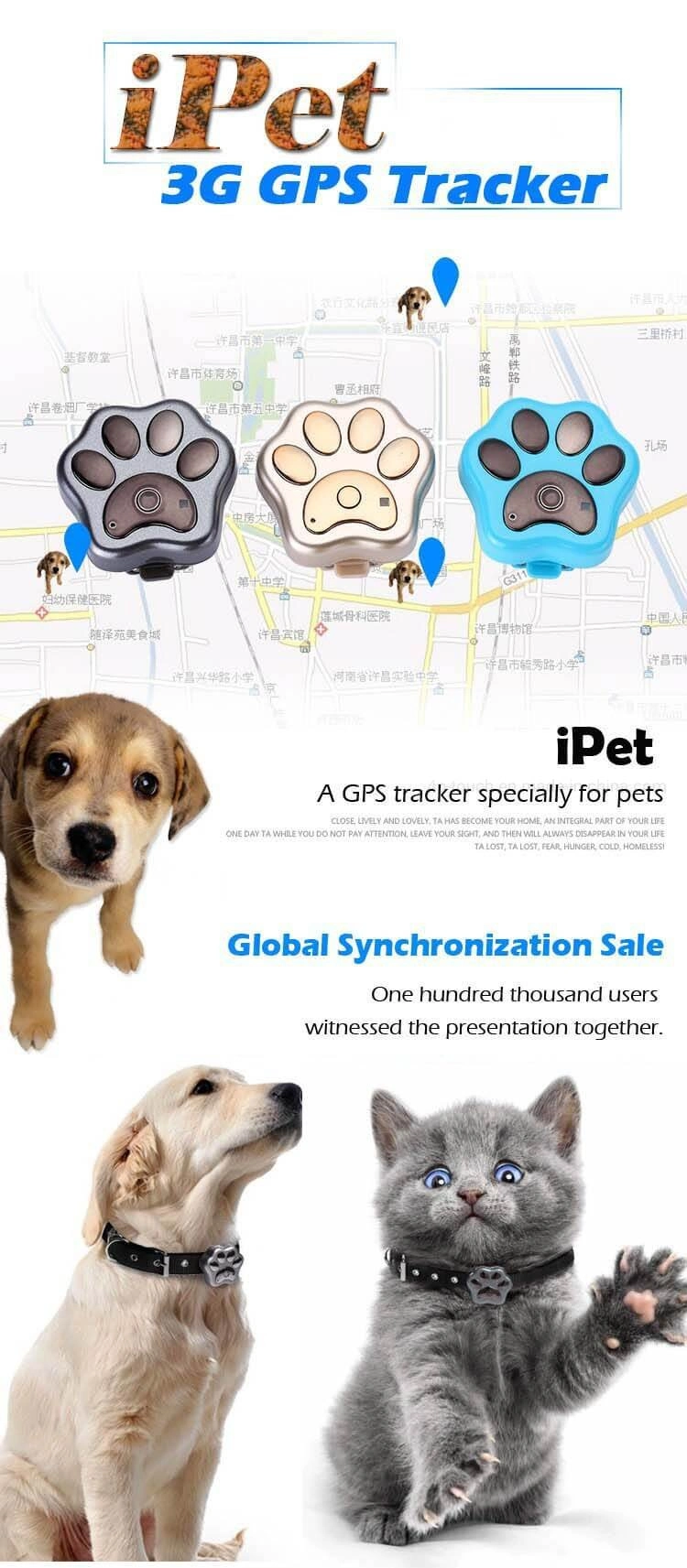 Long Working Time Waterproof Global Real Time GPS Tracker for Pet