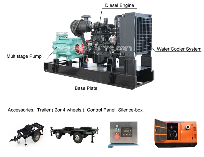 High Pressure High Flow Rate Centrifugal Diesel Engine Pump