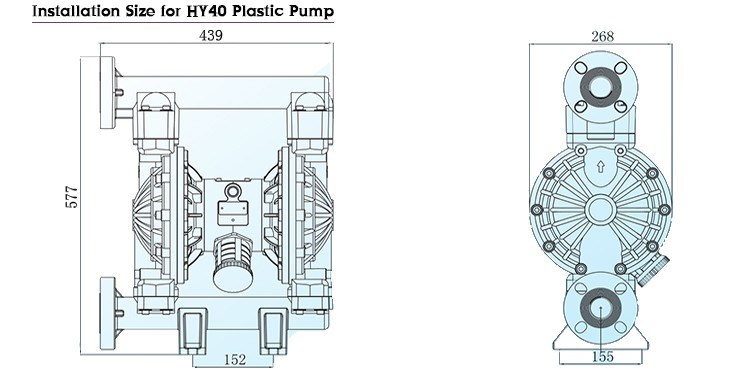 PP Industrial Fluid Waste Pumps/Air Operated Double Diaphragm Pneumatic Drum Pump for Chemical Industry