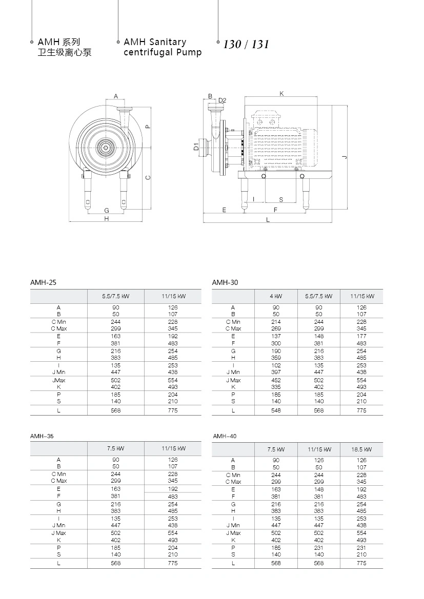 Stainless Steel SS304 SS316 Sanitary Centrifugal Pump Food Grade Milk Beverage Pump for Dairy/Food/Cosmetic