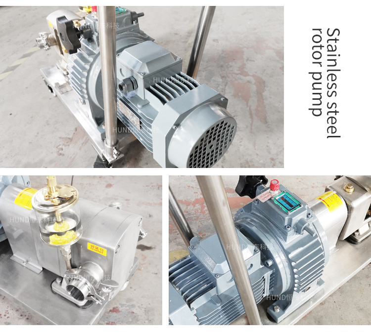 Stainless Steel Food Grade Syrup Transfer Pump, Tomato Paste Rotary Lobe Transfer Pump with Trolley