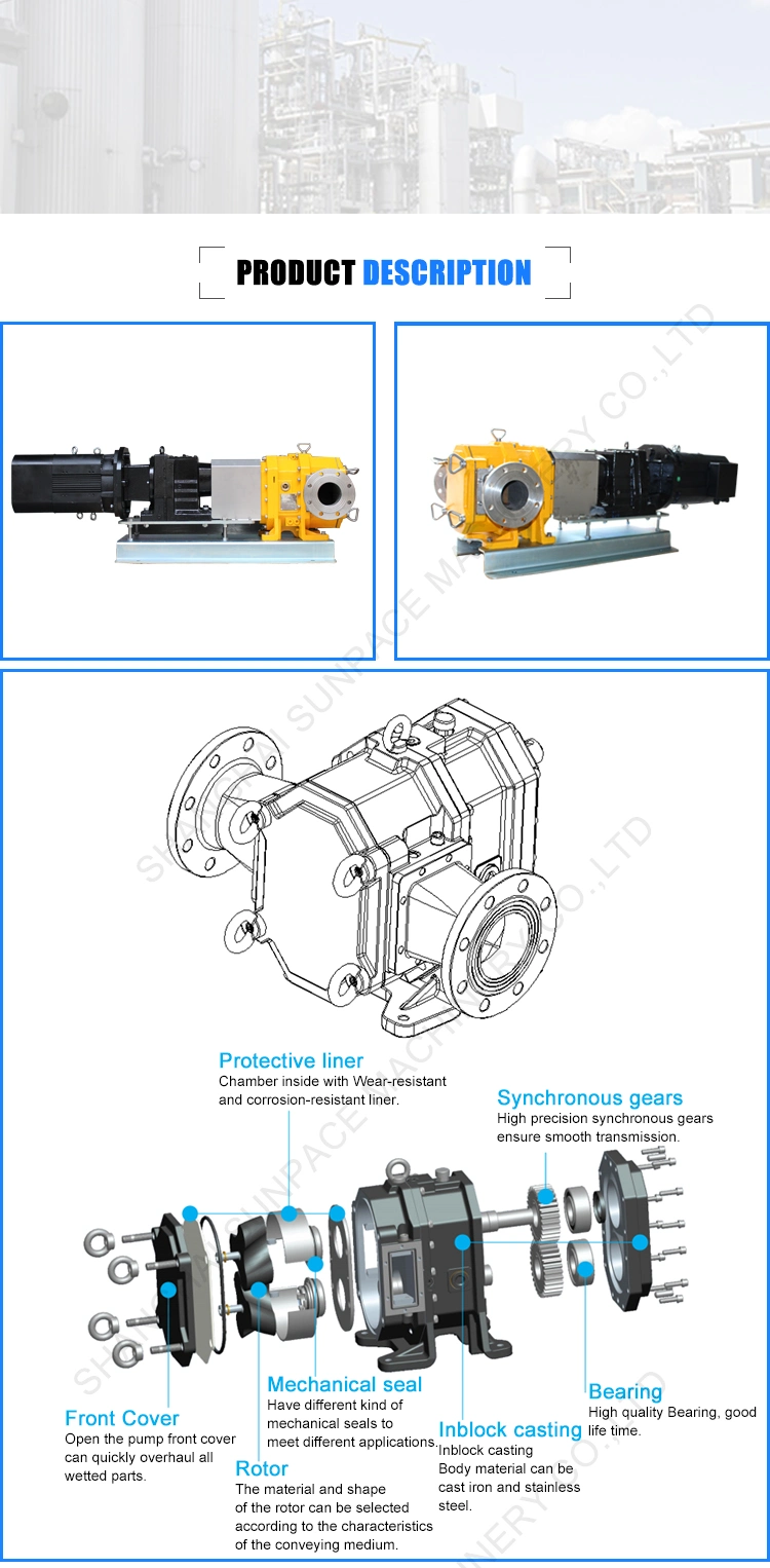 High Viscosity Eccentric Cam Rotor Oil Industry Crude Oil Fluid Transfer Lobe Pump