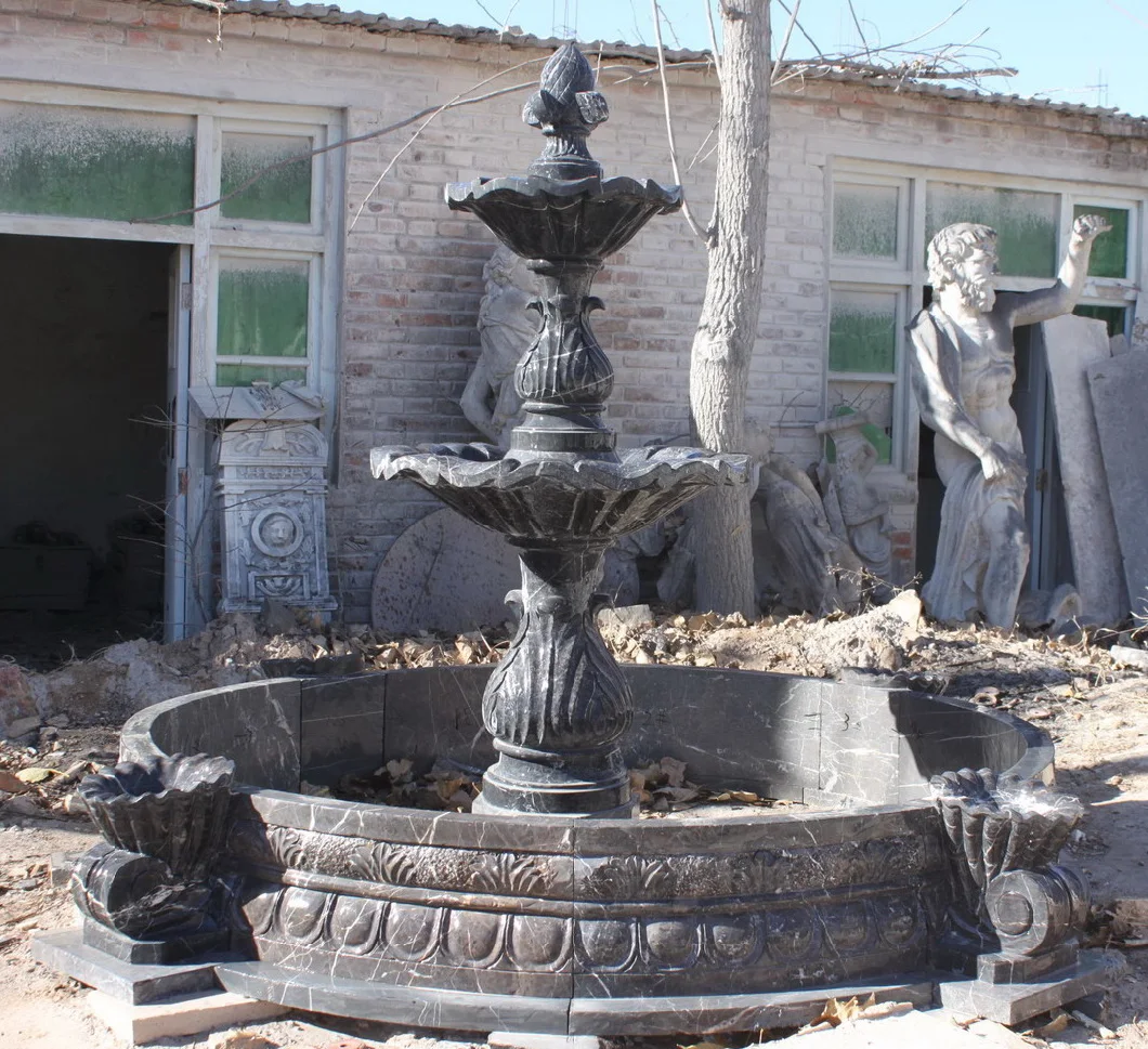 Water Fountain Marble Carved Garden Ornament Granite Stone Fountain