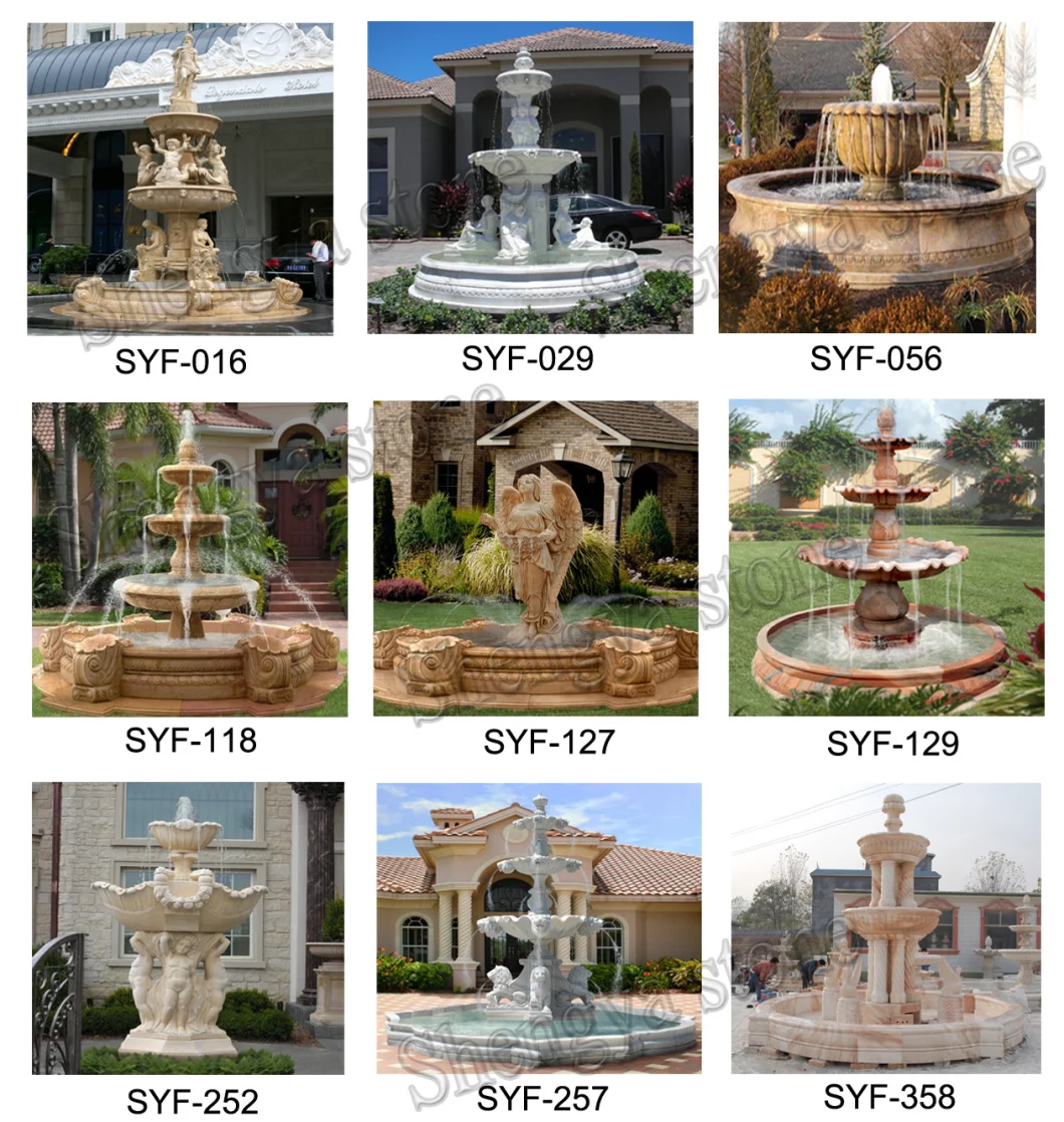 Egypt Cream Marble Stone Sculpture Water Fountain Garden Decorate Fountain (SY-F028)