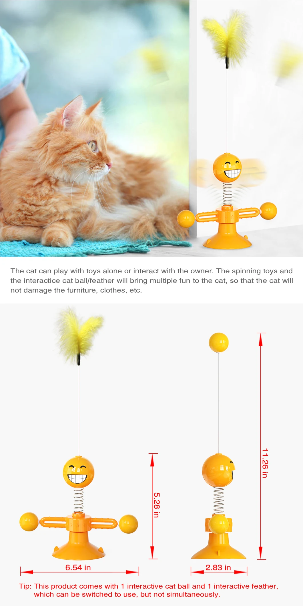 Cat Toy Funny Interactive Suction Spring Cat Toy Wand Cat Teaser Pet Interactive Supplies Cat
