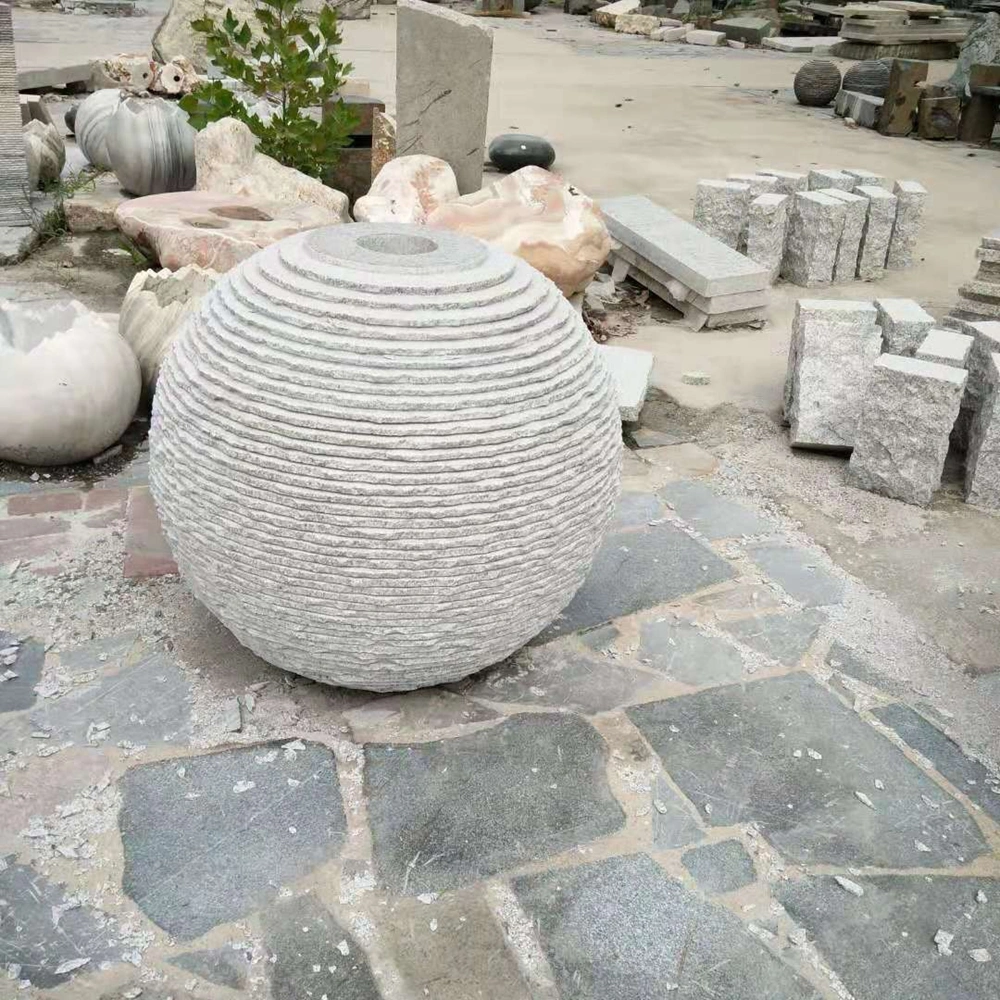 Grinding Ball Fountain, Granite Ribbed Ball, Stone Ball Fountain