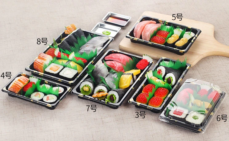 Plastic Food Packing Box Large Capacity Sushi Container Tray With Cover