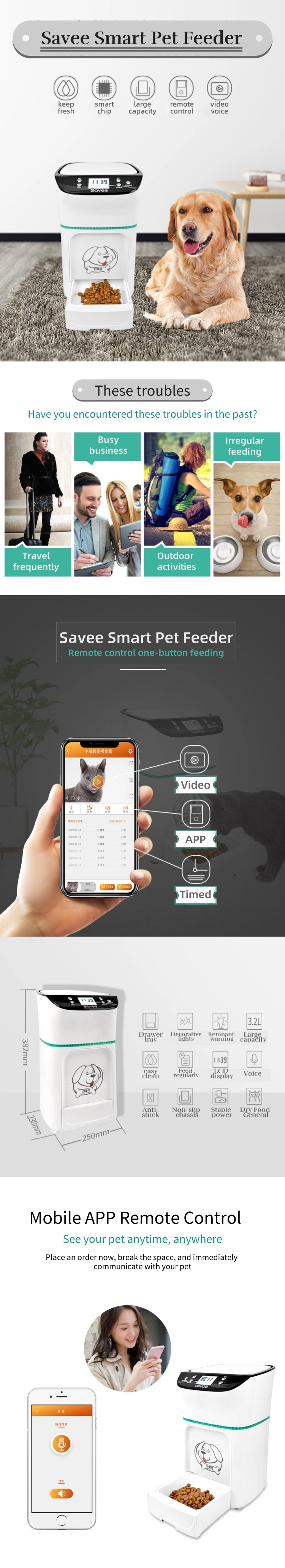 Android APP Control Timed Quantification Remotely Camera Pet Feeder