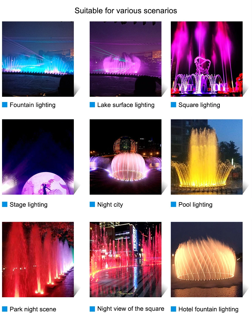 Designers Fountain Lighting Manufacturer Provide Full 304 SUS Ss LED Water Dry Fountain Light