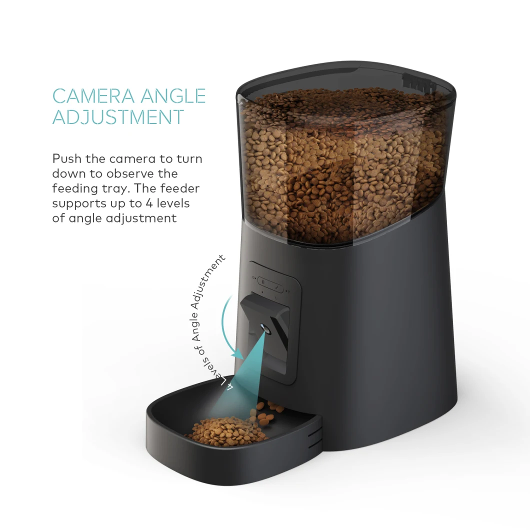6L Black Timed Cat Feeder with Camera by Schedule Remote Control