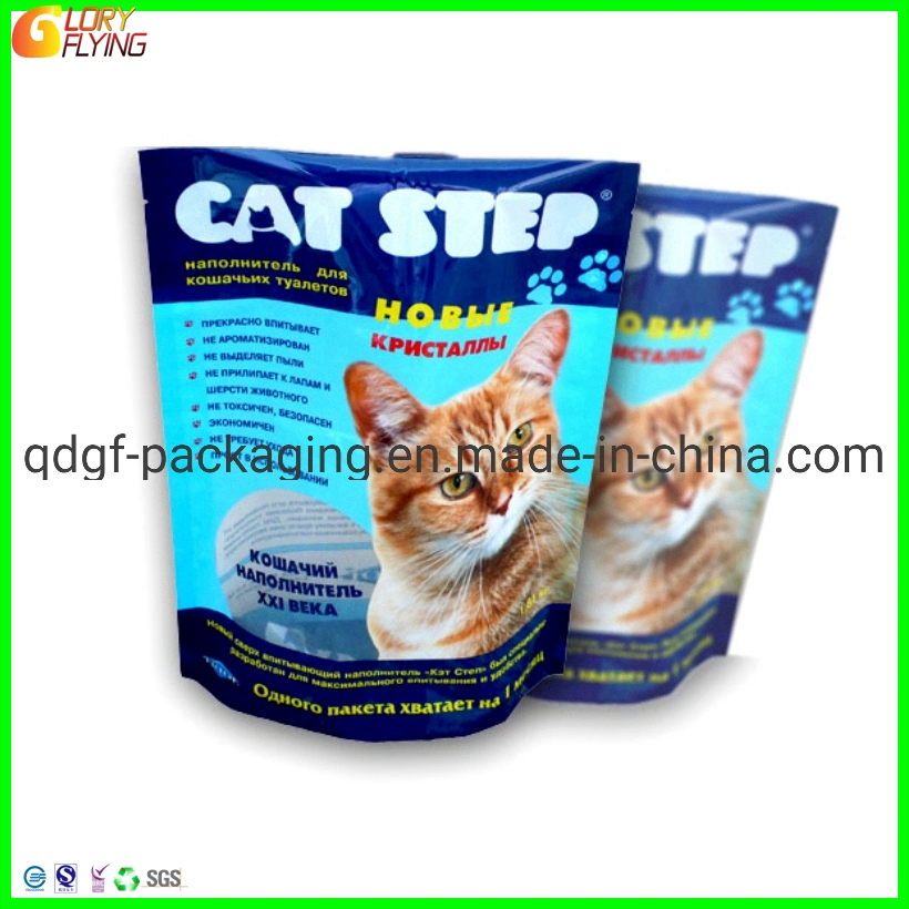 Stand up Bag Plastic Food Packaging Cat Litter Silicone Bag with Handle