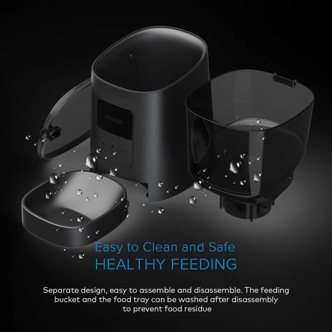 6L Black Timed Dog Feeder with Speaker by Schedule Remote Control