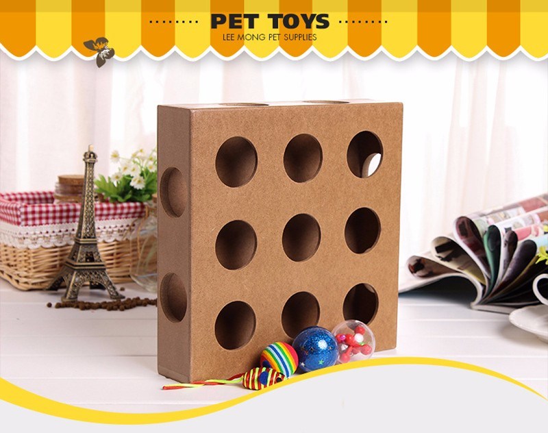 Cat Toy Pet Peek&Play Toy Box Cats Hide&Seek Box Scratching Toy Funny Platform Kitty Puzzle Toys with Balls Pet Product
