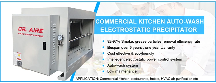 Dr Aire Auto-Cleaning Electrostatic Air Cleaner Over 95% Smoke Remove for Kitchen Exhaust System