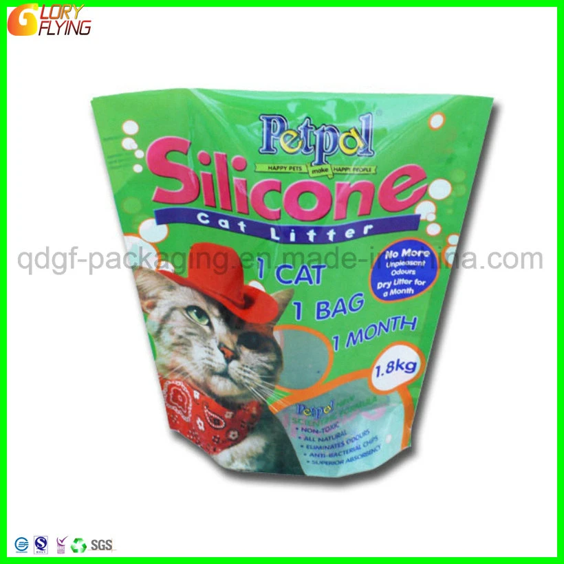 Plastic Pet Food Bag for Packing Cat Litter with Bottom Gusset