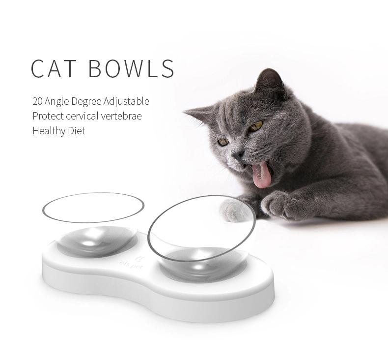 Double Cat Dog Bowls Elevated Cat Food Water Bowls 0/20° Tilted Raised Pet Feeder Bowl with Anti Slip Stand for Cats and Small Dogs