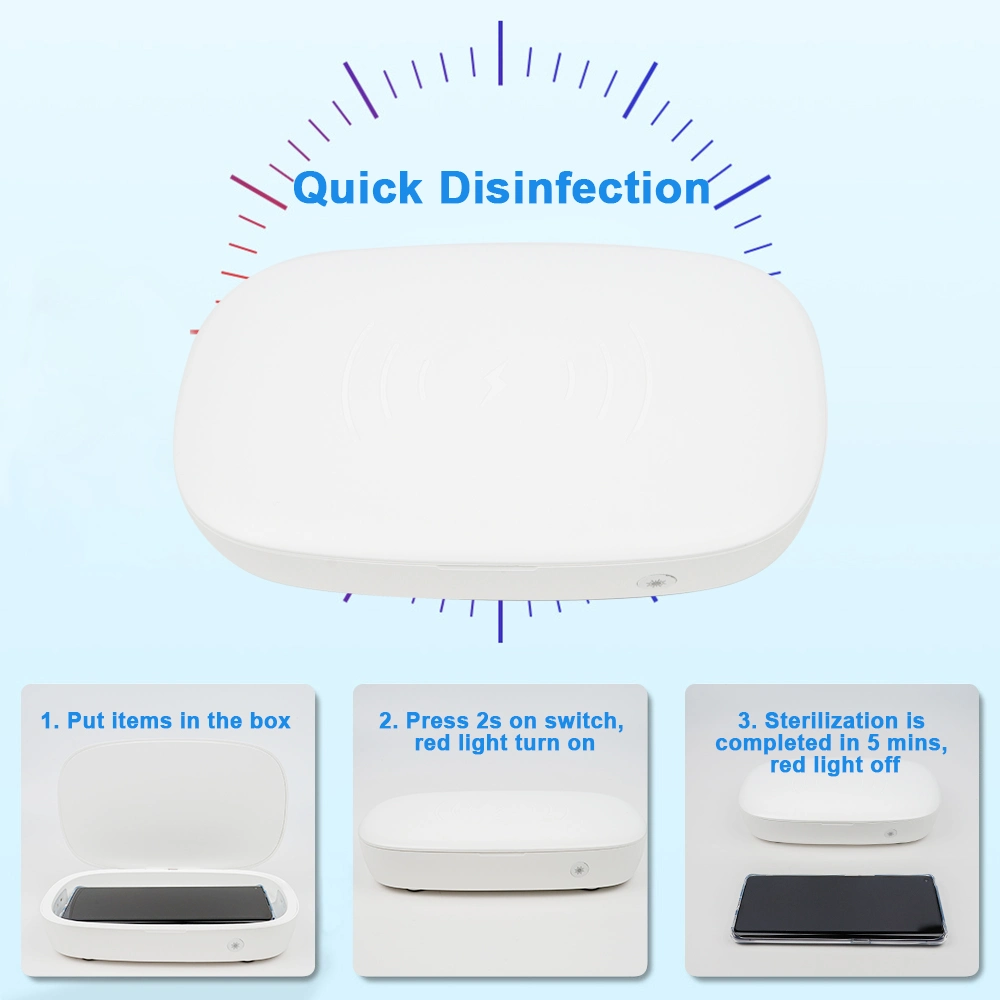LED UVC Sterilizer Box Wireless Charging Ultraviolet Portable Sanitizer Box UVC Cell Phone Clean Disinfection Box