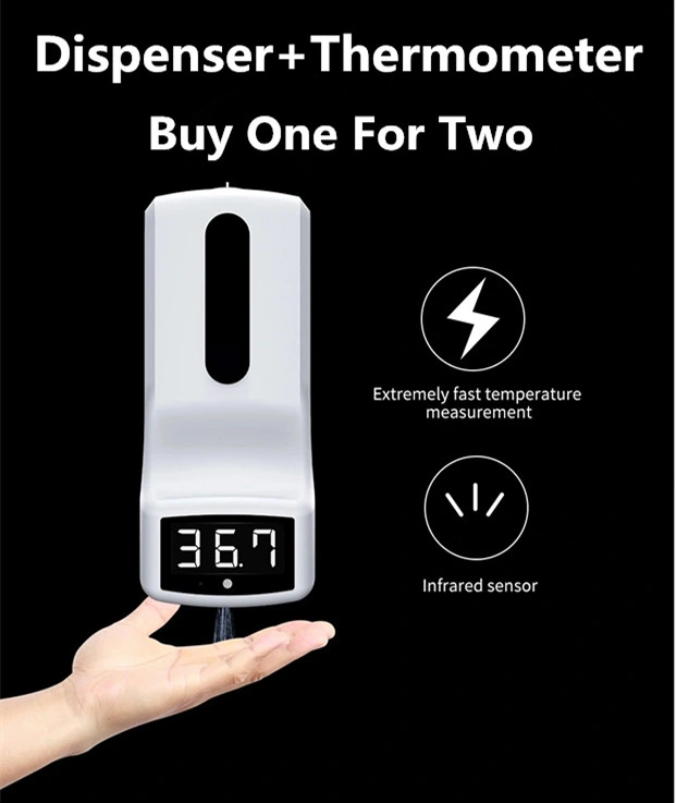 Professional Production Bathroom, Kitchen, Hotel, Restaurant, Non-Contact Wall-Mounted 1200ml Alcohol Hand Sanitizer Soap Dispenser