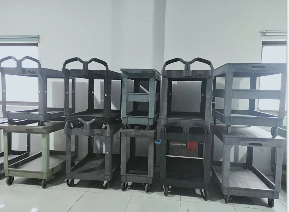 Polypropylene Flat Handle Utility Cart, 500 Lb. Load Capacity, Number of Shelves: 2 Small