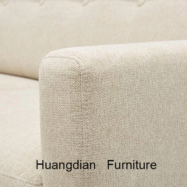 MID-Century Hotel Living Room Beige Linen Sofa
