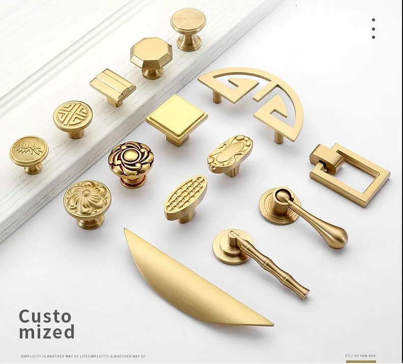 Satin Brass MID-Century Modern Brass Cabinet Knob and Drawer Pull
