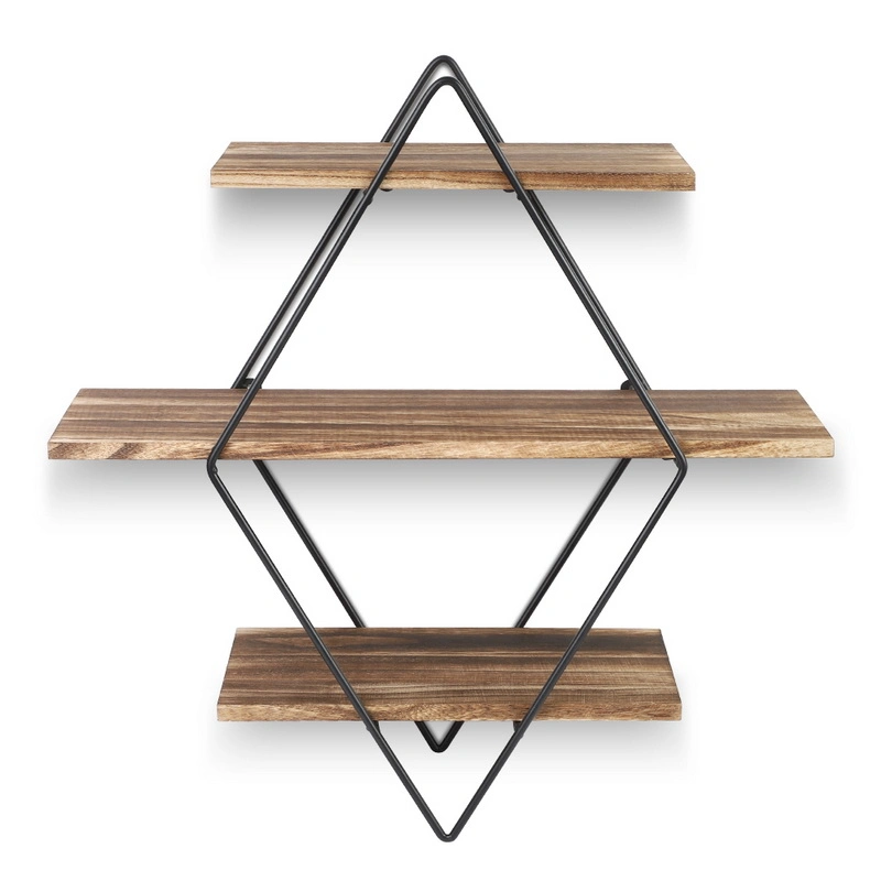 Living Room Wall Decor Hexagon Nordic Wall Rack Storage Geometric Decorative Metal Wall Shelf