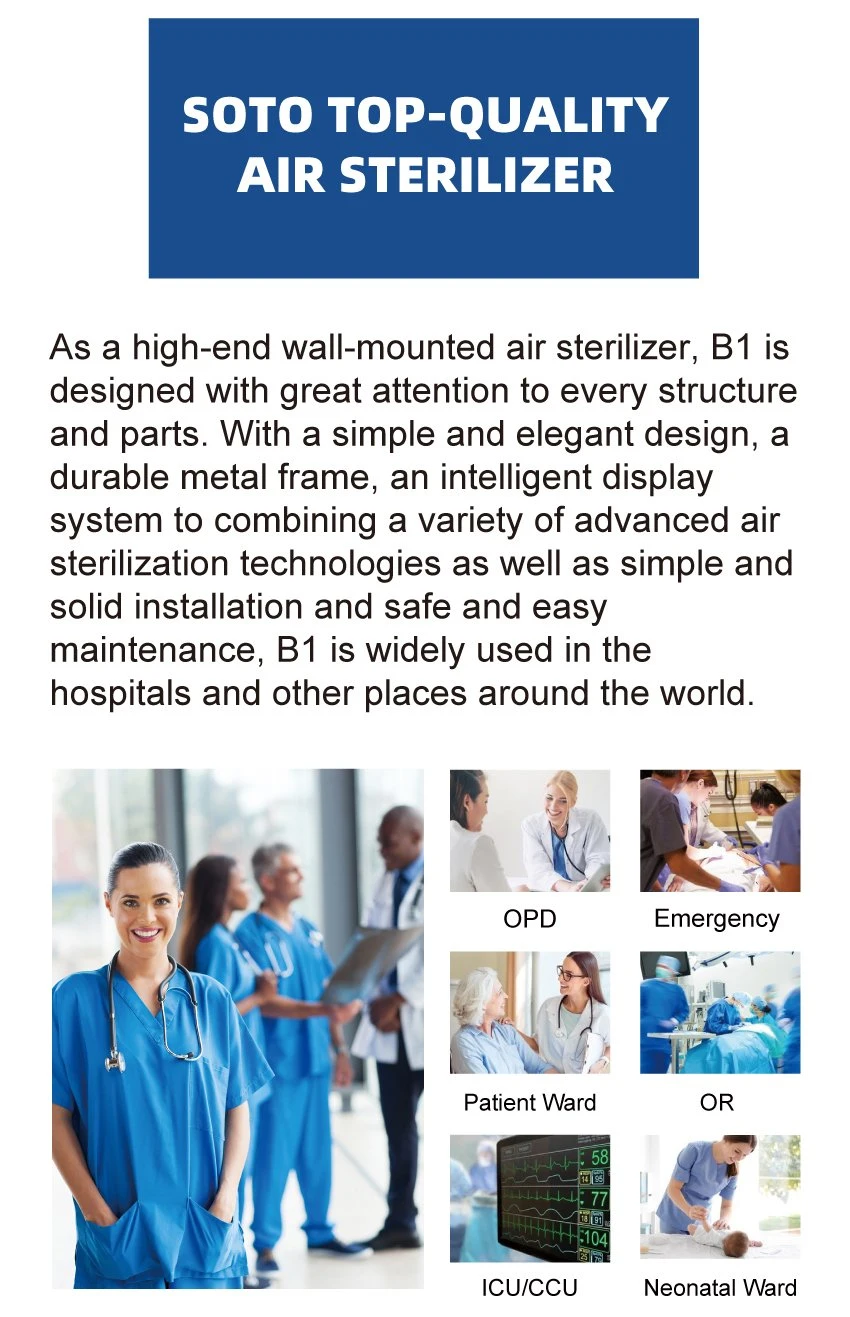 Soto-B1 Wall Mounted Air Purification Sterilizer Air Purifier Air Cleaner Wall Mounted Medical Air Purifier