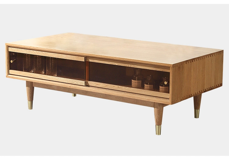 Modern Simple Oak Solid Wood Coffee Table Combination