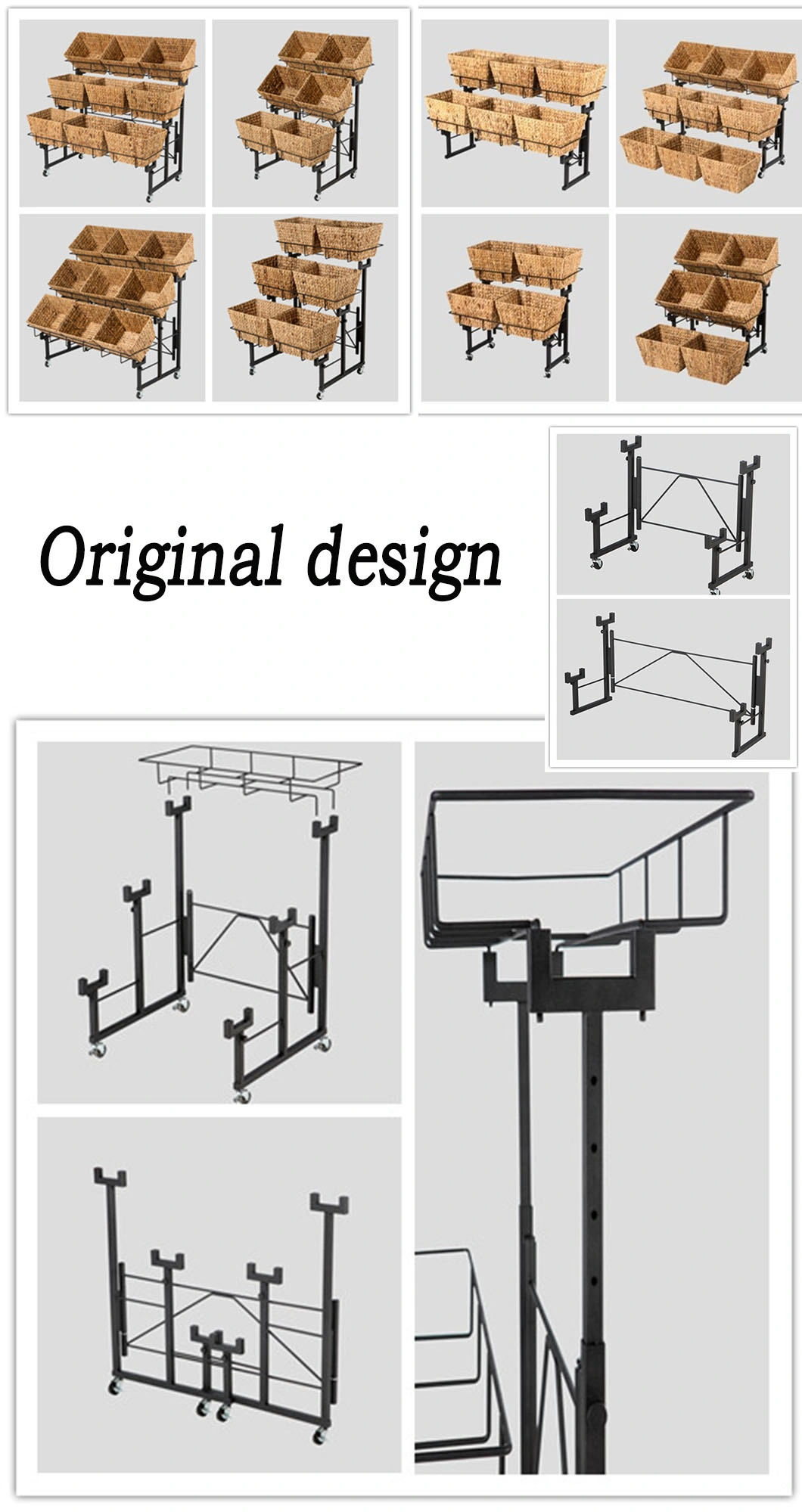 Metal Black Nickel Caster Type Display Shelves