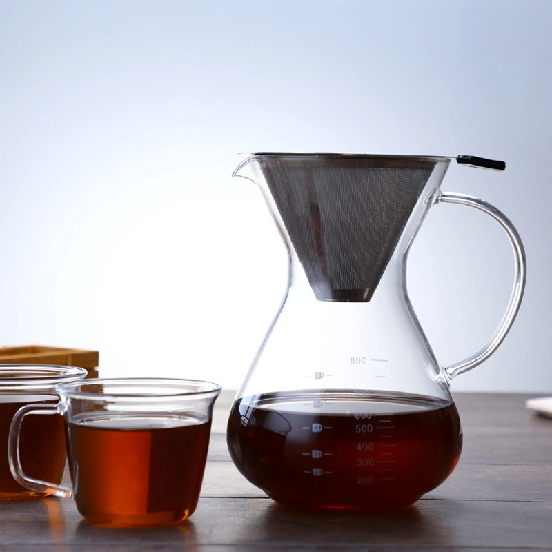 Borosilicate Coffee Maker Glass Pour Over Coffee Maker Sets Drip Coffee Pot with Ss Filter